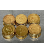 60 Brass Batting Cage Tokens w Batter Images, 1.125&quot;.  Tumble cleaned. - $50.00