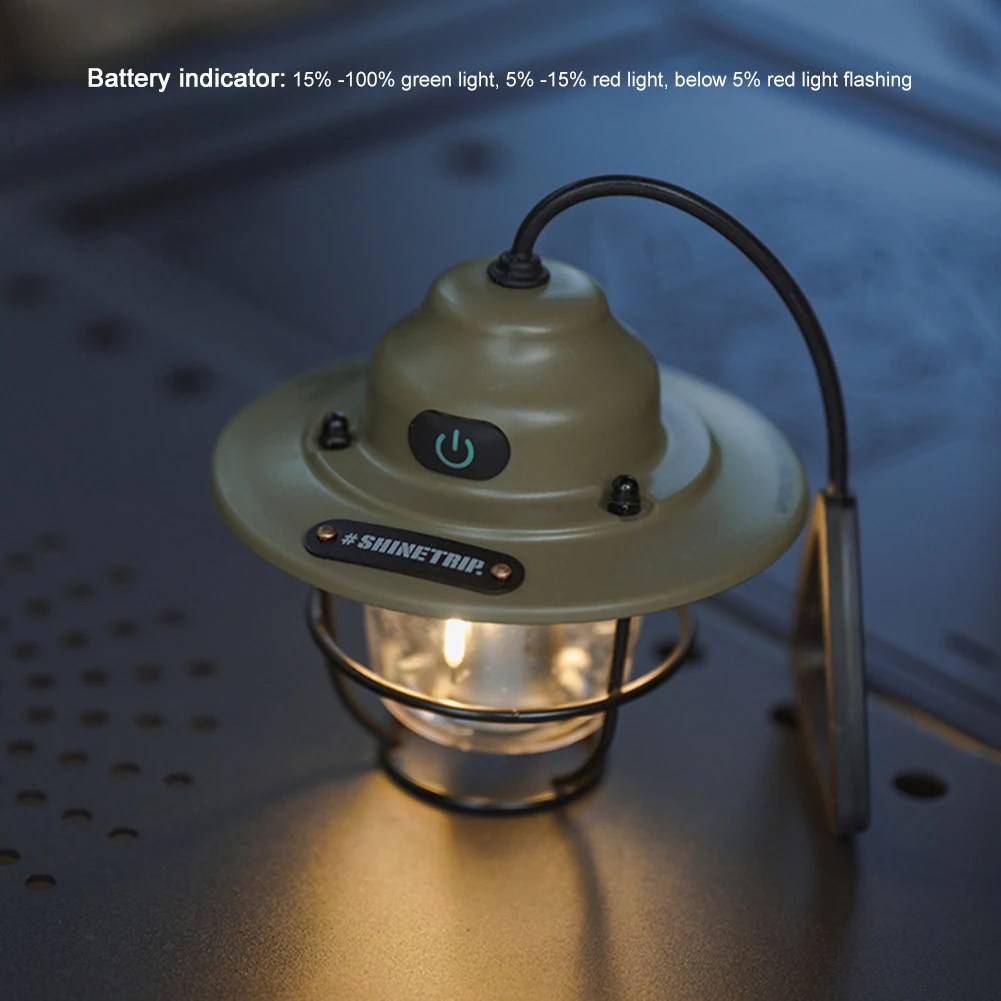 LED Camping Lamp 1200mAh Emergency Light Lantern Stepless Dimming Retro - £15.68 GBP+
