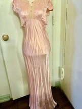 Mid-Century Pink Satin Nightgown with Embroidered Top - $220.00