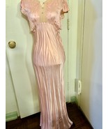 Mid-Century Pink Satin Nightgown with Embroidered Top - $220.00