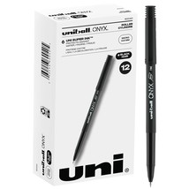 Uniball Onyx Rollerball Stick Pen 12 Pack, 0.5mm Micro Black Pens, Gel I... - £18.09 GBP