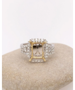 Emerald Shape Semi Mount Ring Handmade Engagement Ring 925 Sterling Silv... - £58.20 GBP
