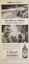 1955 Print Ad Calvert Reserve Blended Whiskey Fly Fisherman in Stream - £12.38 GBP
