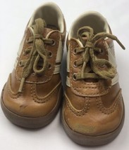 Vintage Trax Baby Toddler Shoes Sz 4 Brown White Retro - £32.30 GBP