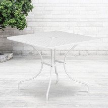 35.5SQ White Patio Table CO-6-WH-GG - £82.74 GBP