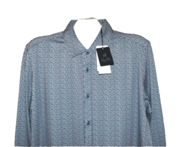 Raffi Navy White Fine Aqua Cotton Stylish Men&#39;s Shirt Size XL - £65.48 GBP