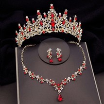 Baroque Fashion Bridal Jewelry Sets Luxury Crown Earrings Choker Necklace Set Wo - £22.38 GBP