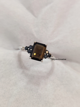 925 Sterling Silver Smoky Quartz Black Onyx November Birthstone Minimalist Ring - $25.99