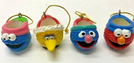 Sesame Street MINIATURE Grover Cookie Monster Set of 4 Christmas Ornaments - £11.67 GBP
