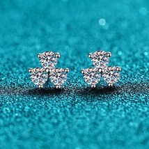 Clover Moissanite Stud Earrings for Women Petal S925 Sterling Silver 0.6ct D Col - £44.88 GBP