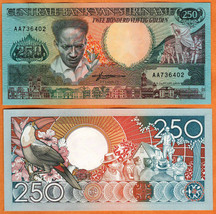 SURINAME 1988 UNC 250 Gulden Banknote Paper Money Bill P-134 - $1.75