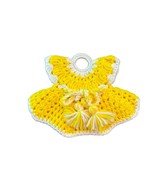 Vtg Hand Knitted Crochet Hot Pad Or Pot Holder Yellow Bright Grannycore ... - €8,28 EUR