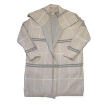 NWT Barefoot Dreams Cozychic Windowpane Drape Cardigan in Stone Multi Sweater L - $99.00