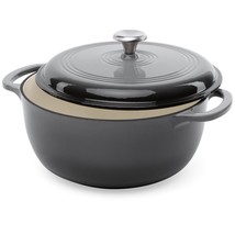 6 Quart Large Grey Enamel Cast-Iron Dutch Oven Kitchen Cookware - £100.27 GBP