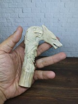 Indian Chief Eagle Wolf Bear Handle Walking Stick Cane From Deer Antler ... - $93.50
