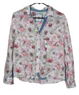 Style &amp; Co Women&#39;s Pink Flowered Front Tie Blouse Sz PXL Petite Long sleeve - £13.42 GBP