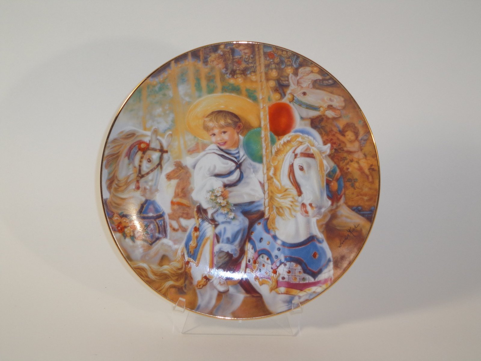 Carousel of Dreams Collector Plate by Sandra Kuck 4th Issue of The Hearts and Fl - $34.53