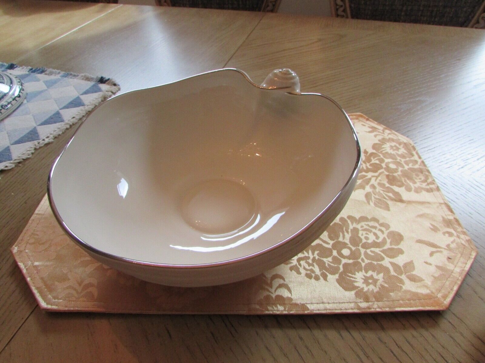 Lenox Sea Sand &amp; Sky Shell Bowl Centerpiece Platinum Rim 10.5&quot;W - $39.55