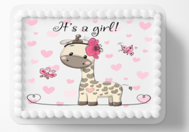 Baby Giraffe Edible Image Edible Baby Shower Cake Topper Sticker DIY Cake - $14.18+