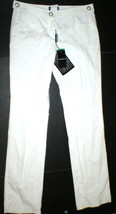 New Womens Designer Emporio Armani Cotton Pants 44 8 White Tall NWT Belt Accent  - $955.35