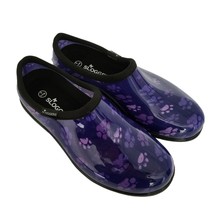 Sloggers Purple Paw Print Slip On Waterproof Rain Garden Rubber Shoes Wo... - $39.99