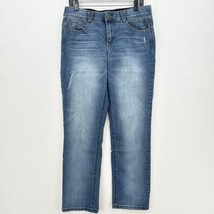 Democracy Jeans Women 10 Straight Boyfriend Ab Solution Blue Stretch Denim *Spot - £17.59 GBP