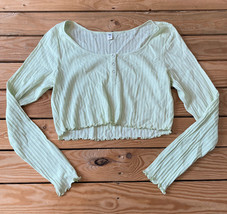 BP. NWOT women’s half snap crop Top Long Sleeve shirt size L green M6 - £10.05 GBP