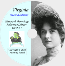 VIRGINIA - History &amp; Genealogy - 270 Books on DVD, Ancestors, County, CD, VA - £5.49 GBP