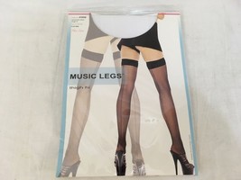 NWT Music Legs 4102Q Plus Size Backseam Sheer Thigh High Black Stockings - £10.15 GBP