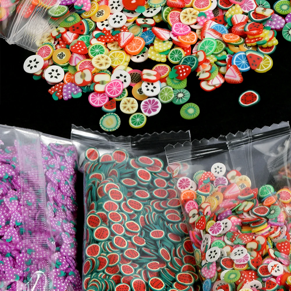 1000-3000pcs Mix Fruit Soft Clay Slime Animal Flower Slice Resin Filler ... - €9,64 EUR