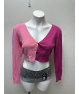 NWT Wild Fable cropped colorblock light pink and fuschia cardigan Size L... - $9.49