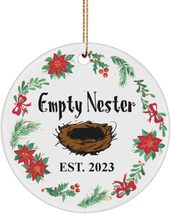 Empty Nester Est 2023 Single Parent Christmas Ornament 3 Inch Ceramic Holiday Xm - £11.79 GBP