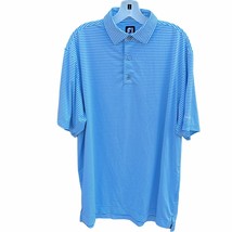 Footjoy Polo Shirt Mens L Blue White Striped Eaton Vance Collared Button Golf - £13.22 GBP