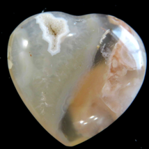 Heart Polished Small Coral Flower Agate  HR8 - $9.77