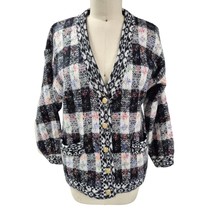 Vtg 90s 80s Hastings &amp; Smith Tweed B&amp;W Cardigan Petite M Grandma Chic/Gr... - $77.22