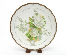 Vintage Collector Plate w/Hanger, White Flowers, Scalloped &amp; Gilded Edge, PLT08B - £11.74 GBP