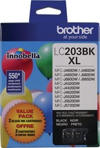Genuine Brother High Yield Black Ink Cartridges, Lc2032Pks, Replacement, Lc203. - $47.93