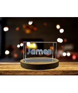 LED Base included | James - Names Art 3D Engraved Crystal - $25.99+