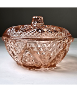 KIG Malaysia Vintage Pink Depression Glass 5.25&quot; Candy Dish w/Lid Roses ... - €13,56 EUR