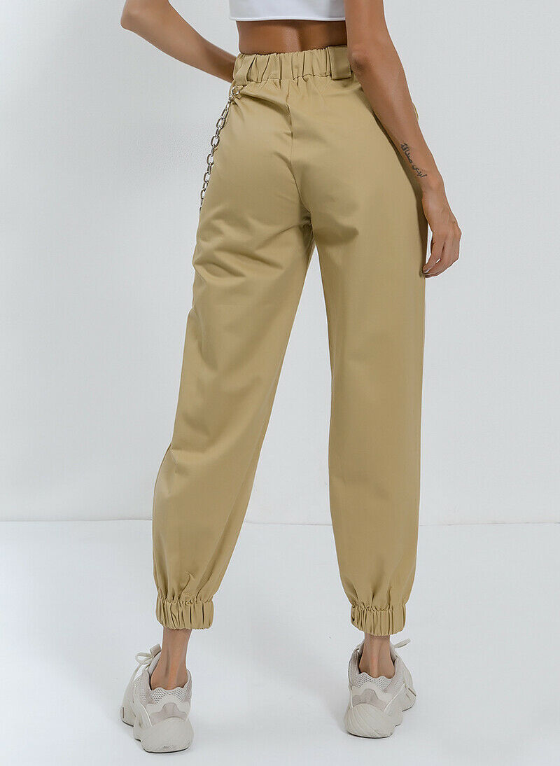 Women's Celeb Style Emily High Waisted Relaxed-fit Chain Pants in Tan 12 AUS  Item image 5
