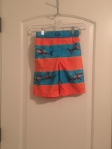 1 Pc Wonder Nation Boys Orange Blue Striped Swim Shorts Trunks Size Medium - $32.97