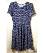 LuLaRoe Dress Women&#39;s XL Blue White Print Comfy Stretch Fit &amp; Flare Pock... - $22.00