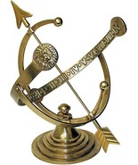 Polished Brass Aluminum Armillary Sundial, Cast Aluminum (Brass) - £158.60 GBP