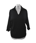 Carolyn Taylor Essentials Sweater Womens 1X Black Rib Knit 3/4 Sleeve Sa... - £27.68 GBP