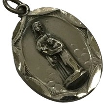 Saint St Anne Pray For Us Pendant 1 1/16 Inch Sterling Silver Medal - £39.37 GBP