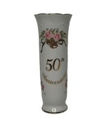Vtg Lefton 50th Anniversary Vase Bud Vase Gold 07130 Porcelain Rose 6.5&quot;... - €11,16 EUR