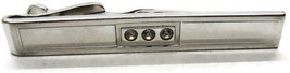 2 1/8&quot; Swank 3 Rhinestone Center Vintage Neck Tie Clip Silver Tone - £11.64 GBP