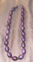 Necklace 17” Purple Beads Mottled Color - £6.81 GBP