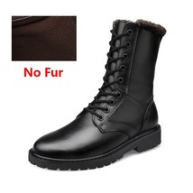 OZERSK New Men Genuine Leather Lace-Up High Top Boots High Quality Winter Warm C - $106.00