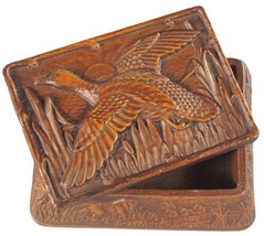 Box MOUNTAIN Lodge Flying Duck Birds Resin Hand-Cast Relief Carved Hand-Painted - £110.85 GBP
